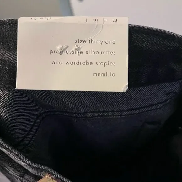 NWT mnml Men's D198 War Straight Denim Size 31 Distressed gray black denim - Picture 9 of 9